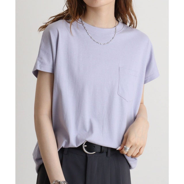 オーバーサイズモックネックチュニックTee （パステルラベンダー）
