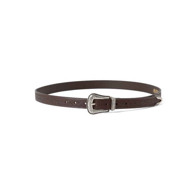 LEATHER BELT ”WESTERN” （ダークブラウン3）