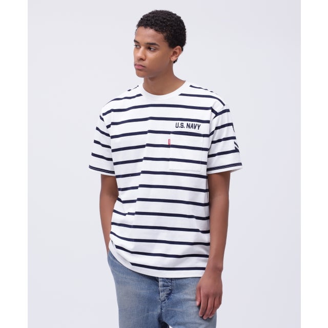 NAVAL POCKET S/S T－SHIRT / ネイバル ポケット 半袖 Tシャツ / /  （ネイビーボーダー2）