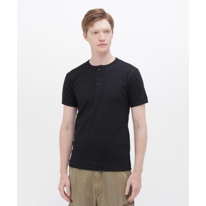 アヴィレックス AVIREX 《DAILY/デイリー》RIB S/S HENLEY NECK T－SHIRT/リブ 半袖 ヘンリーネック Tシャツ  デイリーウェア （ホワイト）｜詳細画像