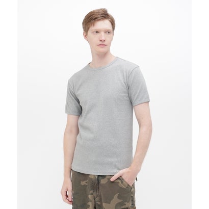 アヴィレックス AVIREX 《DAILY/デイリー》RIB S/S CREW NECK T－SHIRT/リブ 半袖 クルーネック Tシャツ  デイリーウェア （チャコール）｜詳細画像