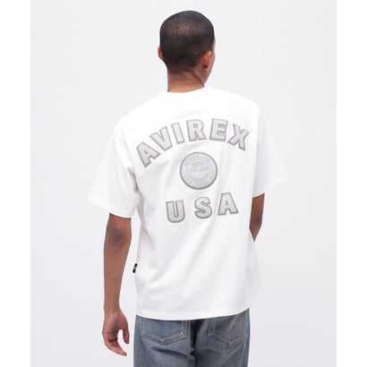 アヴィレックス AVIREX 《50th Anniversary》LEATHER PATCHED VARSITY T－SHIRT / レザー パッチド バーシティ 半袖T （ネイビー）｜詳細画像
