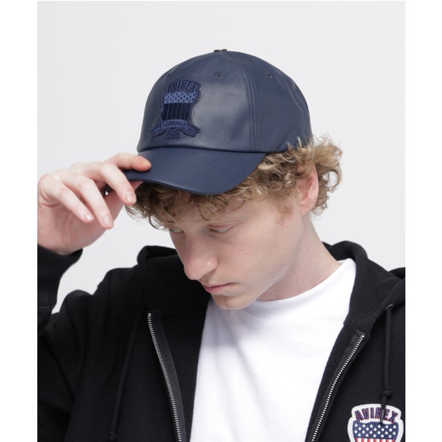 VARSITY LEATHER CAP ＂SIGNATUR （ネイビー）