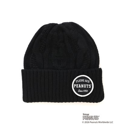 ★×PEANUTS CABLE KNIT CAP （ブラック）｜詳細画像