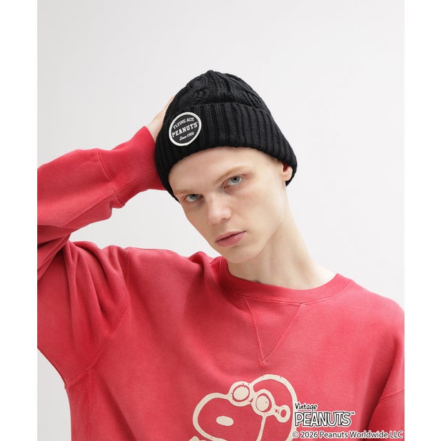 ★×PEANUTS CABLE KNIT CAP （ブラック）