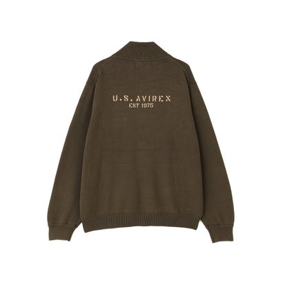 アヴィレックス AVIREX ECDP STAND ZIP COTTON KNIT （ネイビー）｜詳細画像