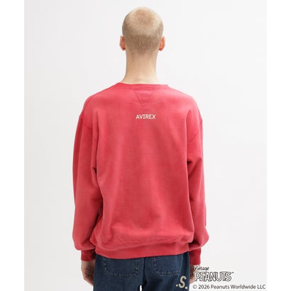 《AVIREX × PEANUTS》GUSSET CREWNECK SWEAT （レッド）｜詳細画像