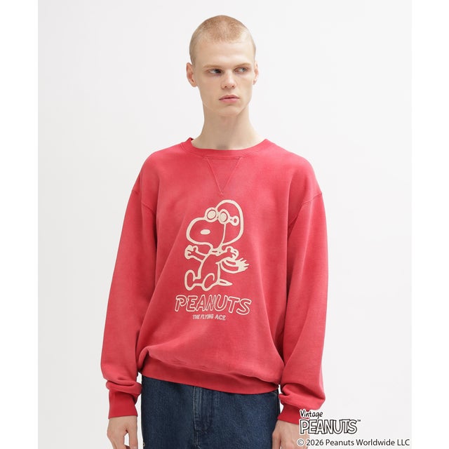 《× PEANUTS》GUSSET CREWNECK SWEAT （レッド）