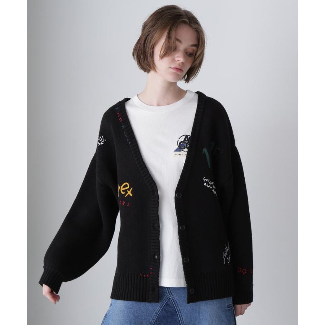 アヴィレックス AVIREX HAND EMBROIDERY KNIT CARDIGAN/ハンド刺繍 