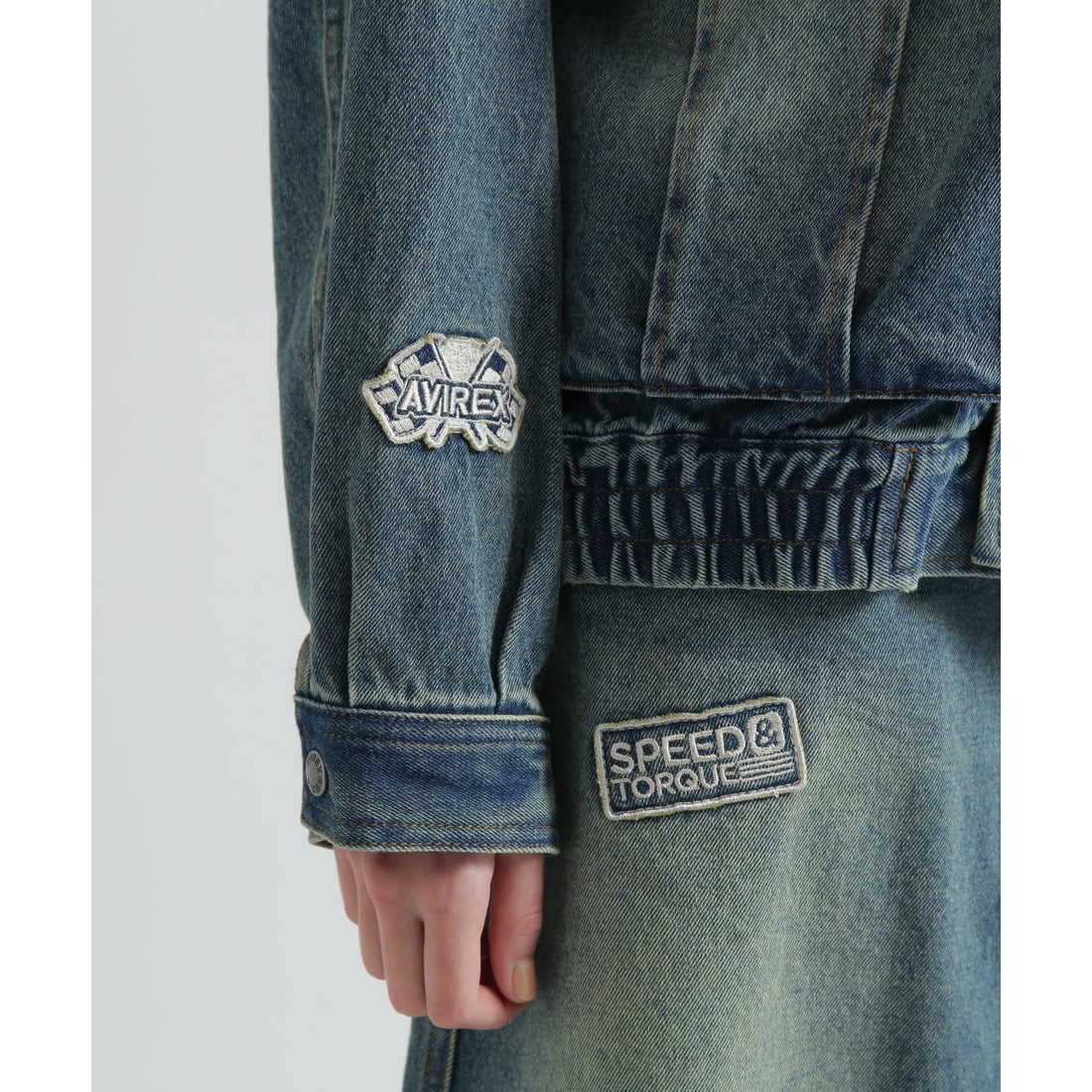 アヴィレックス AVIREX L－L／S OVERSIZED WAPPEN DENIM J （ピンク