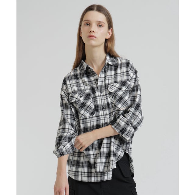LーL／S CHEMICAL WASH CHECK SHIR （オフホワイト3）