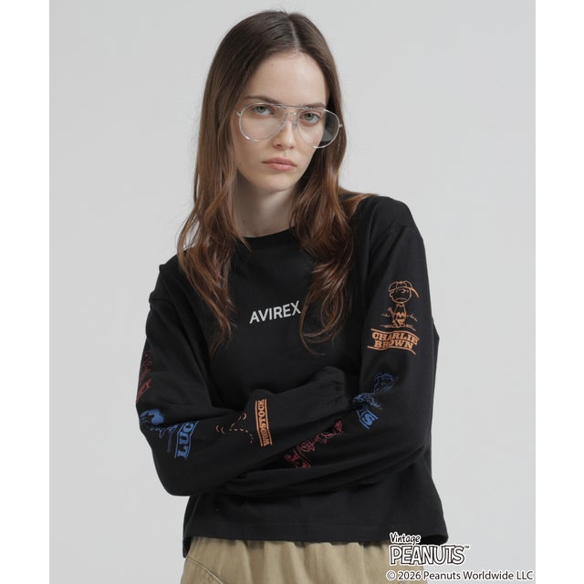 《AVIREX×PEANUTS》COLORFUL L/S T-SHIRT （ブラック）