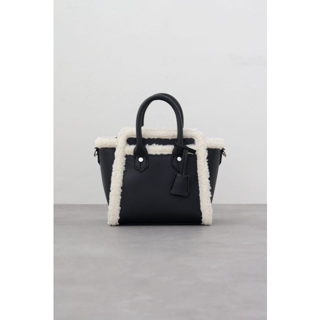 フェイクムートンハンドバッグ BLK