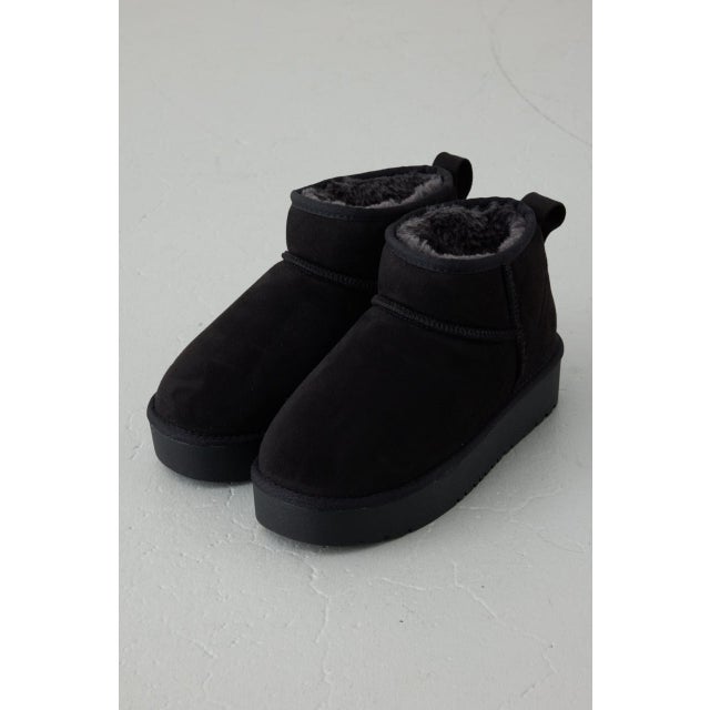 厚底ムートンショートブーツ BLK