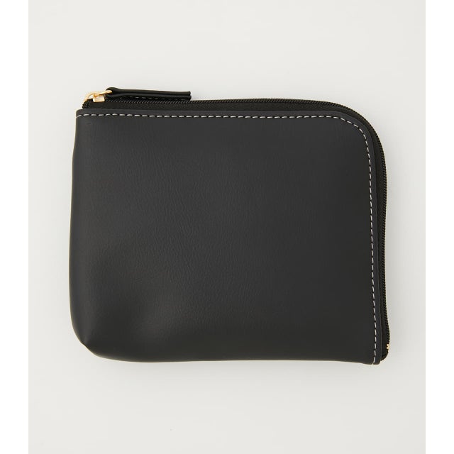 COLOR STITCHING FLAT POUCH BLK