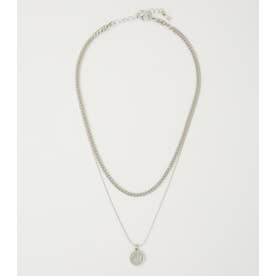 DOUBLE CHAIN COIN NECKLACE SLV