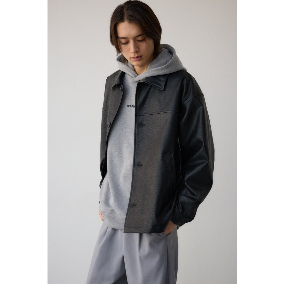 アズールバイマウジー AZUL BY MOUSSY フェイクレザーコーチジャケット 