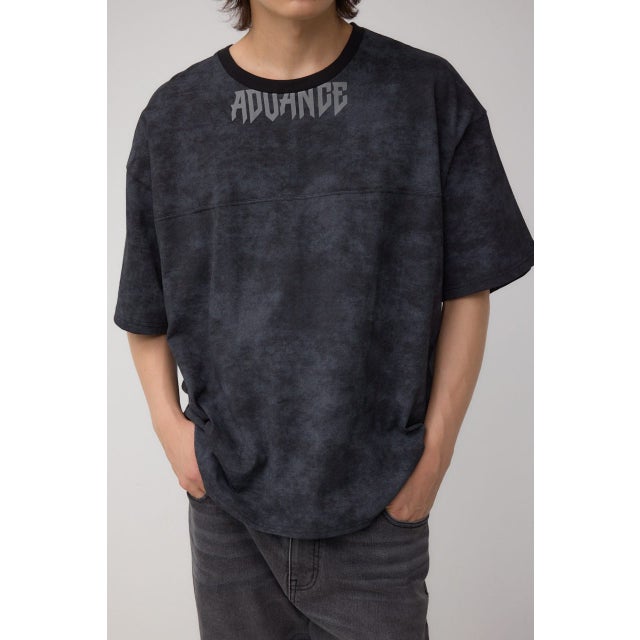 ムラ柄ロゴプリントTシャツ BLK