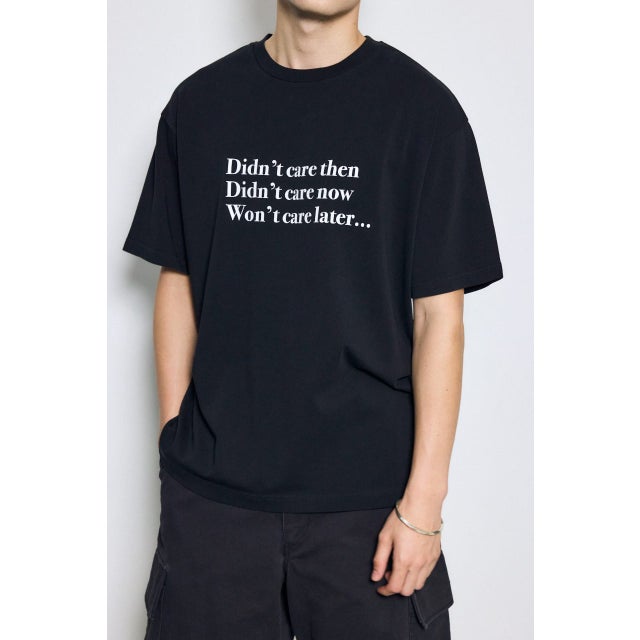 引き揃え天竺Didn't care Tシャツ BLK