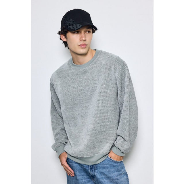 モールカットソー長袖トップス GRY