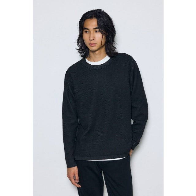 レイヤードニットトップスセット BLK