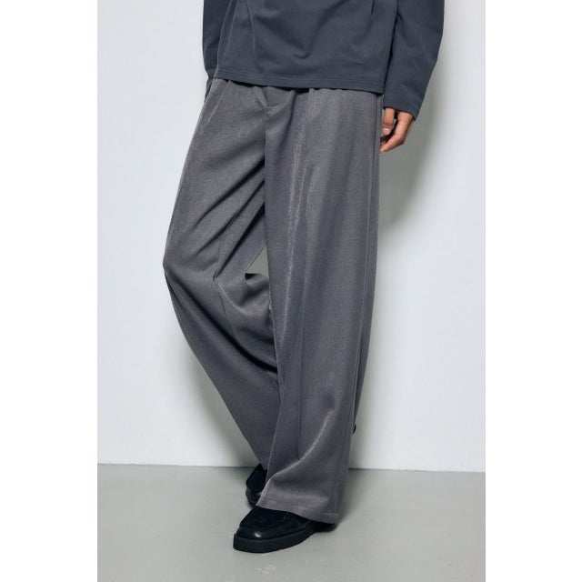 ウールライクツータックワイドパンツ T.GRY
