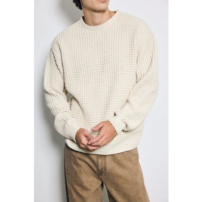 ワッフル編みニットトップス GRY｜詳細画像