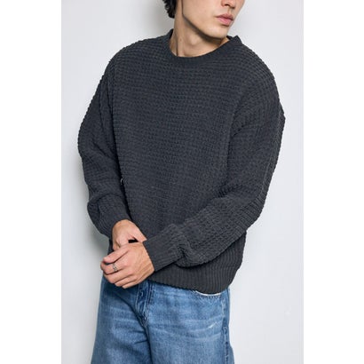 ワッフル編みニットトップス GRY｜詳細画像