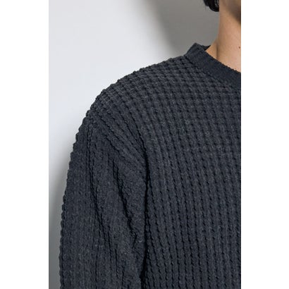 ワッフル編みニットトップス GRY｜詳細画像