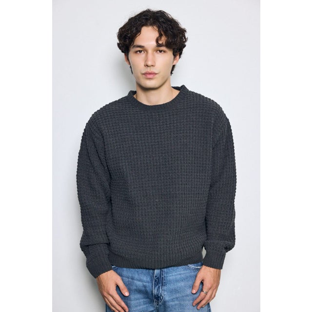 ワッフル編みニットトップス GRY