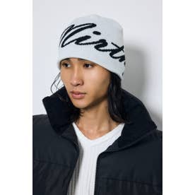 ロゴデザインニット帽 柄WHT5