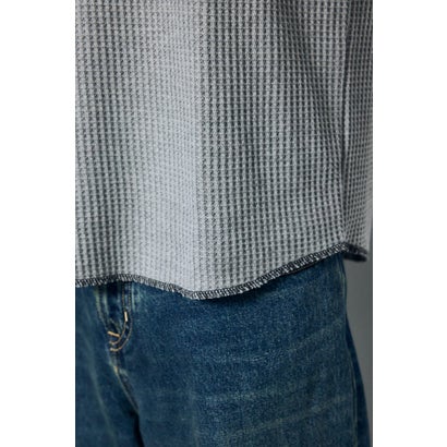 ワッフル長袖グラフィックトップス C.GRY｜詳細画像