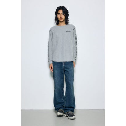 ワッフル長袖グラフィックトップス C.GRY｜詳細画像
