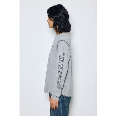 ワッフル長袖グラフィックトップス C.GRY｜詳細画像
