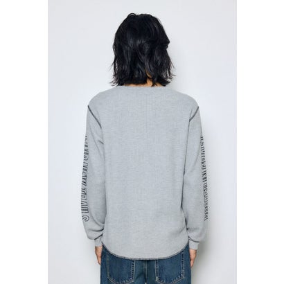 ワッフル長袖グラフィックトップス C.GRY｜詳細画像