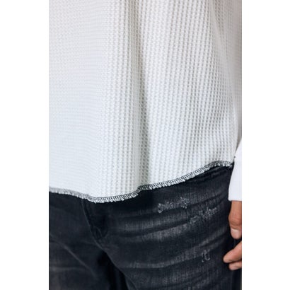 ワッフル長袖グラフィックトップス WHT｜詳細画像