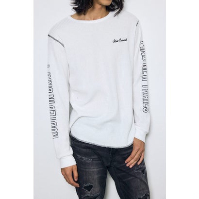 ワッフル長袖グラフィックトップス WHT｜詳細画像