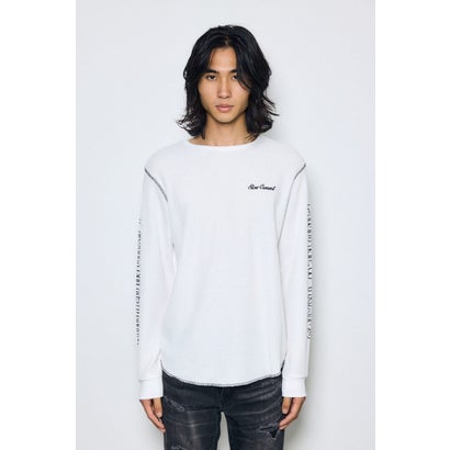 ワッフル長袖グラフィックトップス WHT｜詳細画像