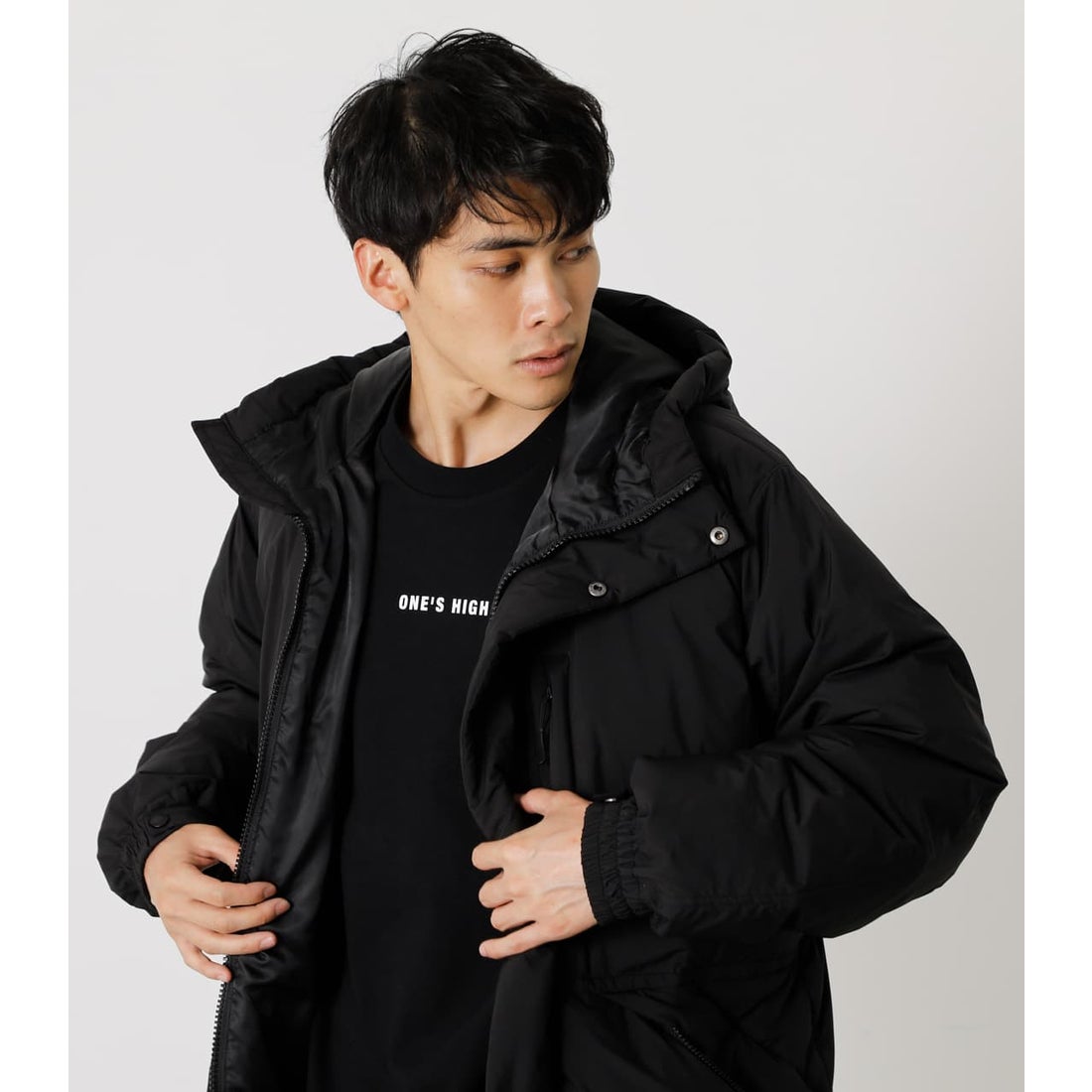 AZUL BY MOUSSY ALLIED HOODED DOWN JACKET BLK -ファッション通販 