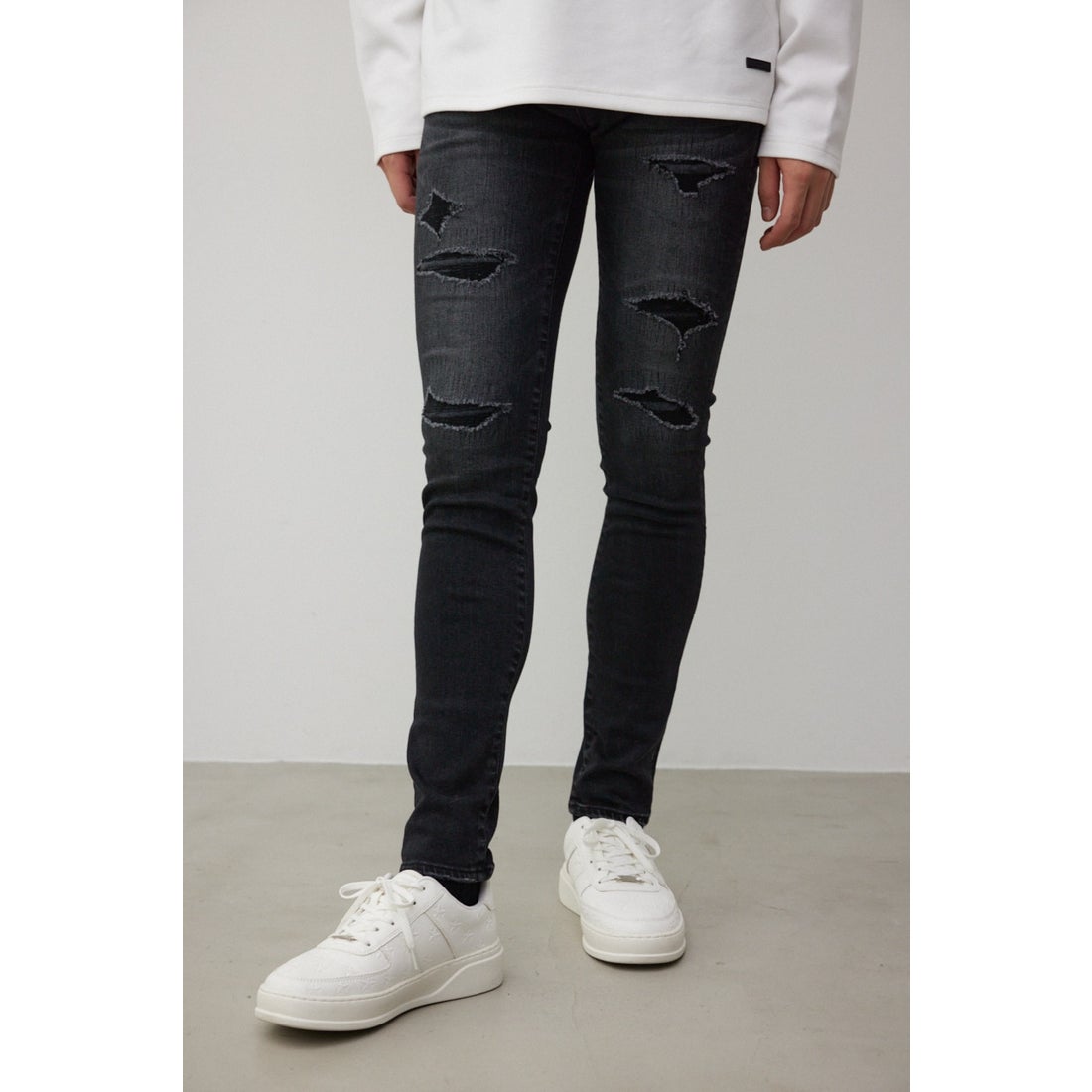AZUL BY MOUSSY AZUL DENIM リペアスキニー L/BLK1 -ファッション通販 