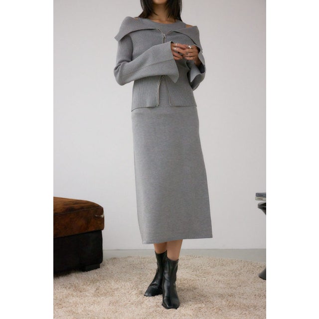 ジップアンサンブルニットワンピース T.GRY