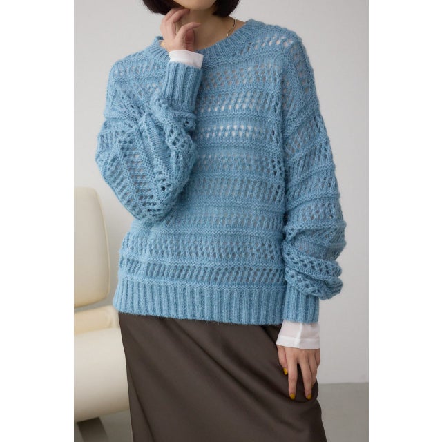 メッシュボーダーインナーセットニット BLU
