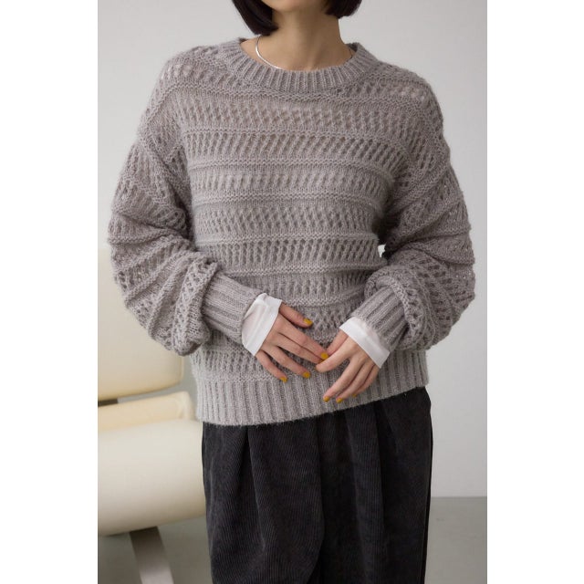 メッシュボーダーインナーセットニット GRY