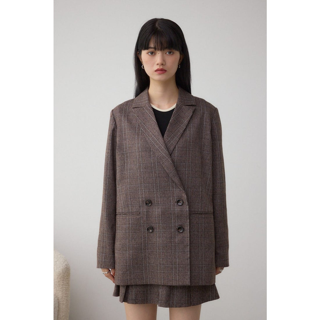 レディース マウジー moussy テーラードジャケット グレンチェック 