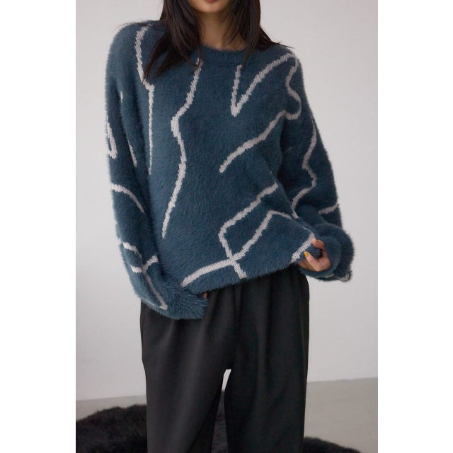 ニュアンス柄ニットトップス GRY