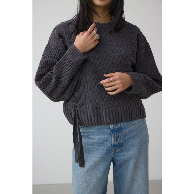 サイドレースアップケーブルニット C.GRY