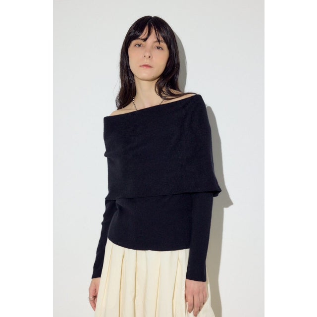 オフショルニットトップス BLK