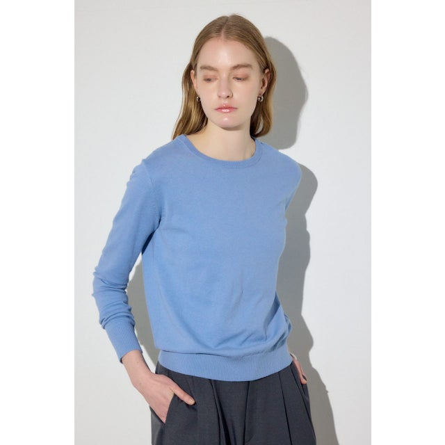 カシミヤミックスクルーネックニット L/BLU1
