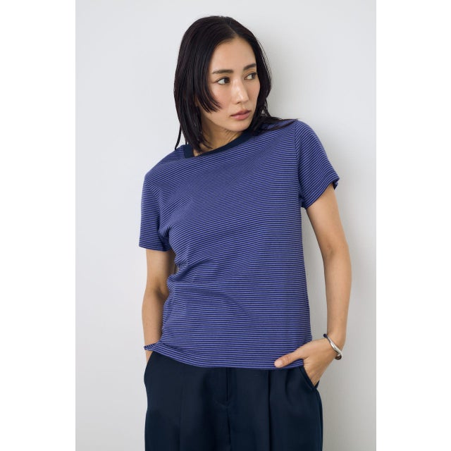 ミニボーダーTシャツ 柄NVY5