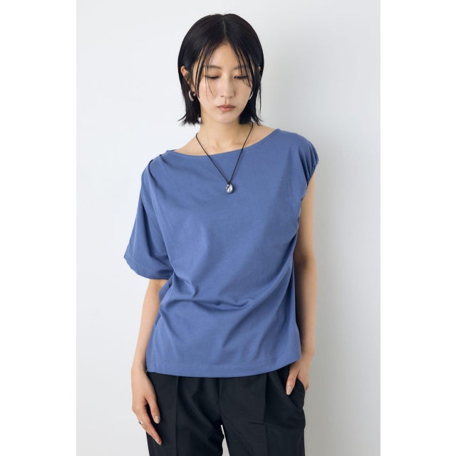アシンメトリードレープトップス BLU